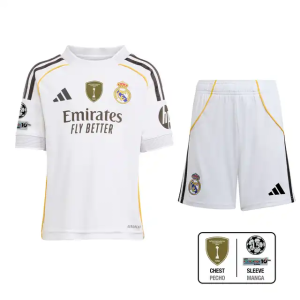 （15 Champions League + Intercontinental）Kids Real Madrid Jersey 25/26 Home Kit