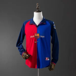 Barcelona Jersey 1899 1999 Anniversary Retro Football Kit Long Sleeves