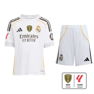 （La Liga + Intercontinental）Kids Real Madrid Jersey 25/26 Home Kit
