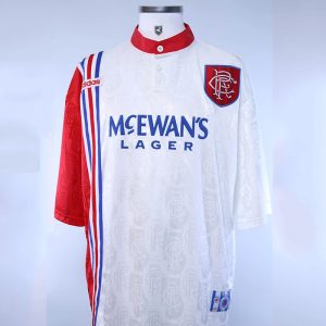 Retro 96-97 Rangers away white soccer jersey